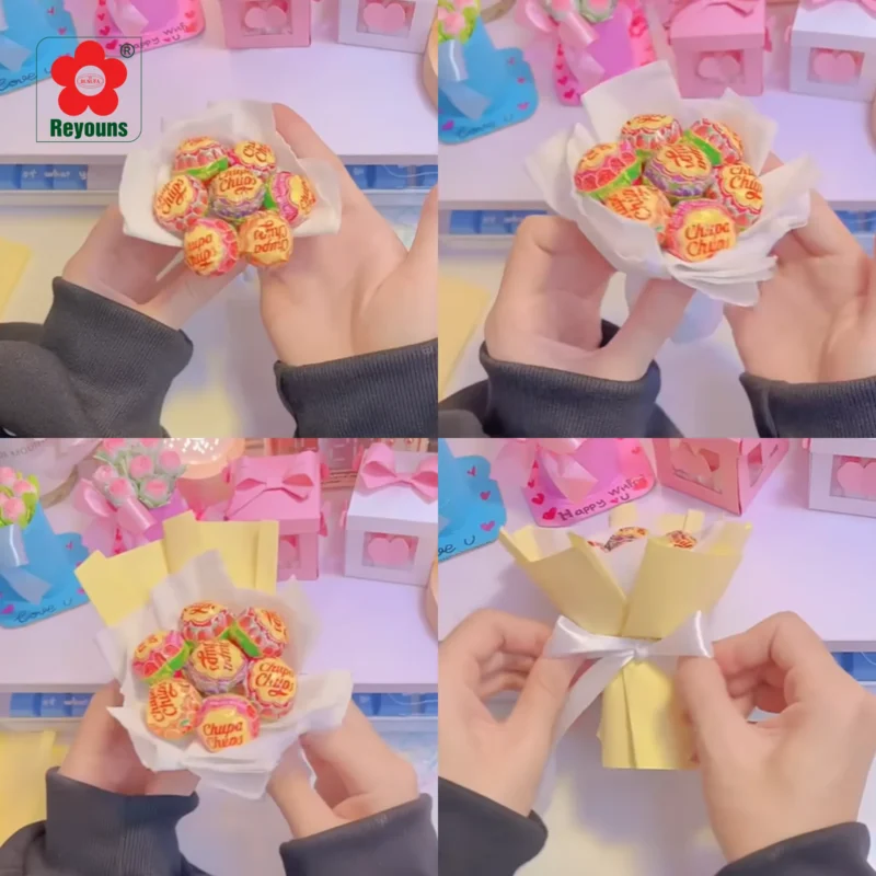 Cách làm bó hoa bằng kẹo mút Chupa Chups đẹp, đơn giản