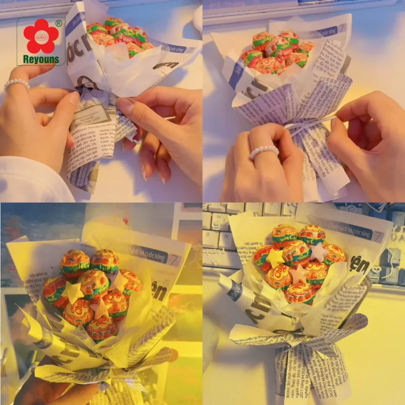 Cách làm bó hoa bằng kẹo mút Chupa Chups đẹp, đơn giản