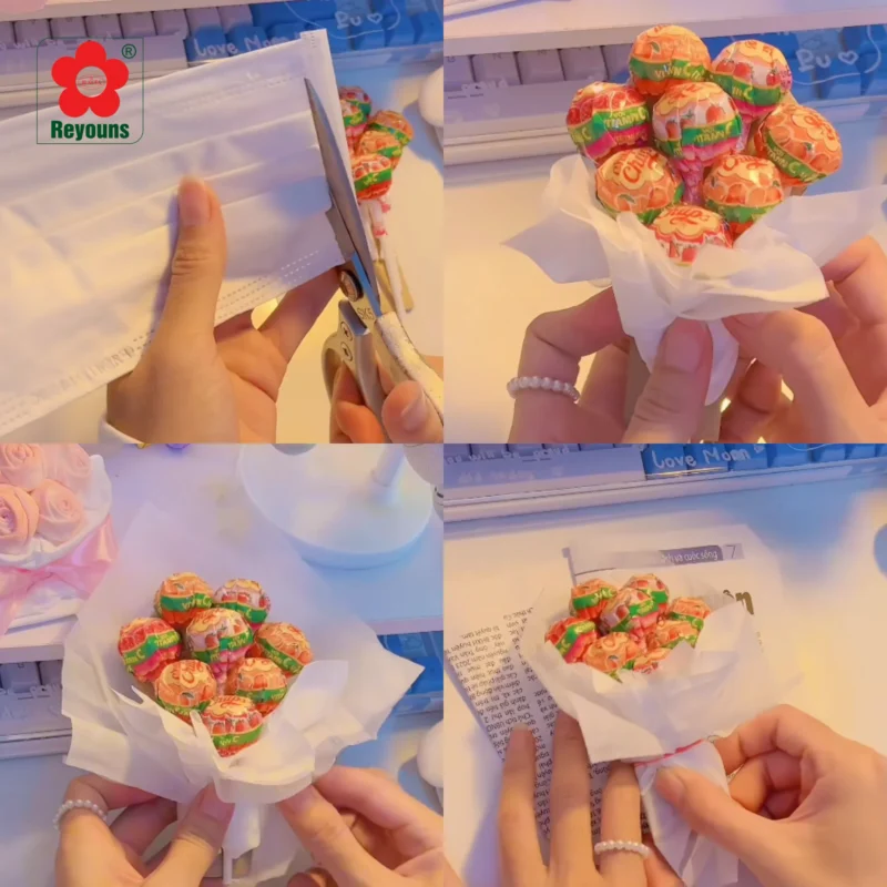 Cách làm bó hoa bằng kẹo mút Chupa Chups đẹp, đơn giản