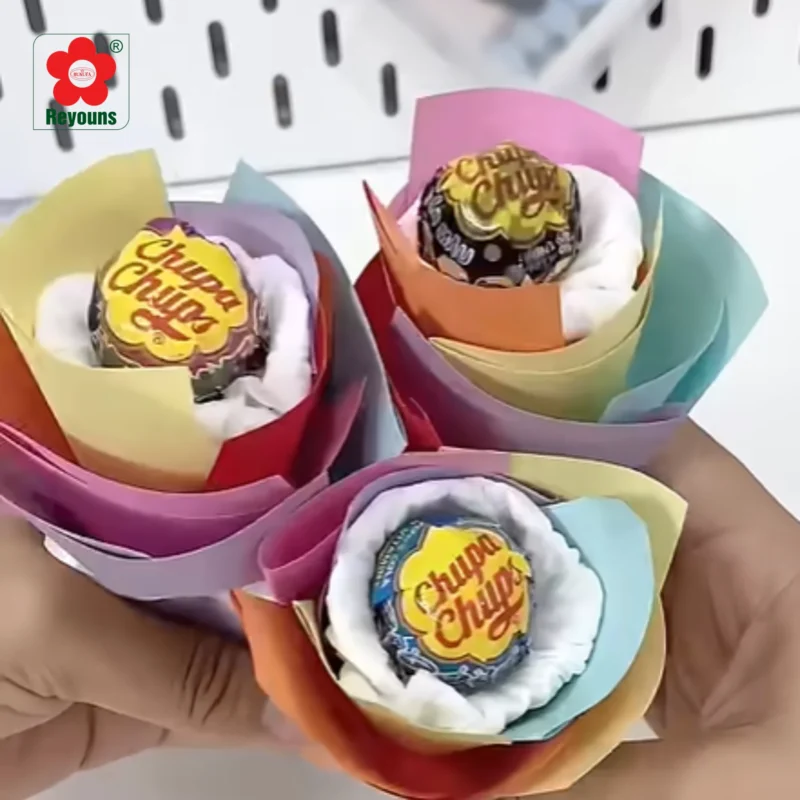 Cách làm bó hoa bằng kẹo mút Chupa Chups đẹp, đơn giản