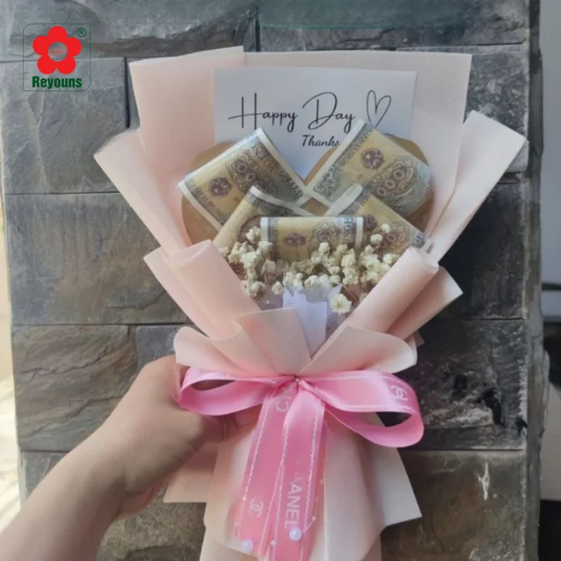 Cách làm bó hoa bằng tiền 500k đẹp mắt và độc đáo