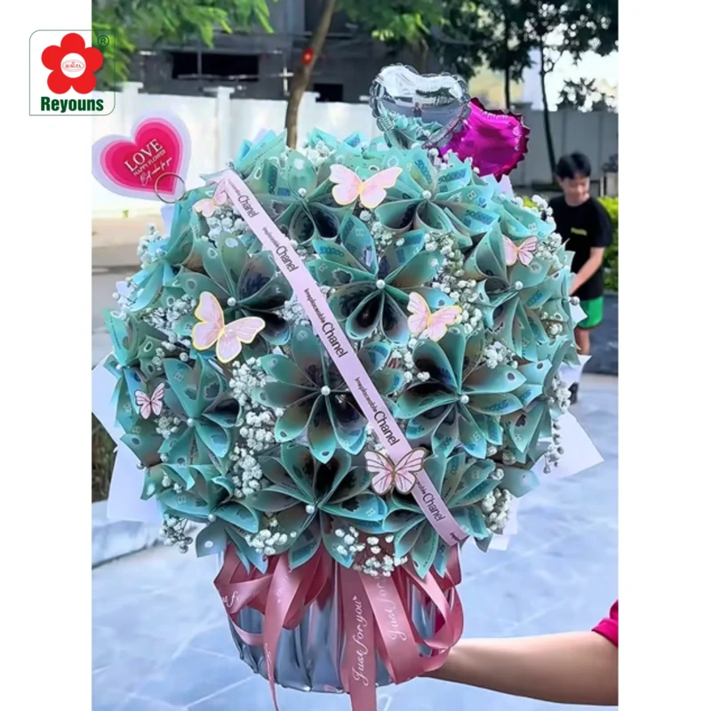 Cách làm bó hoa bằng tiền 500k đẹp mắt và độc đáo