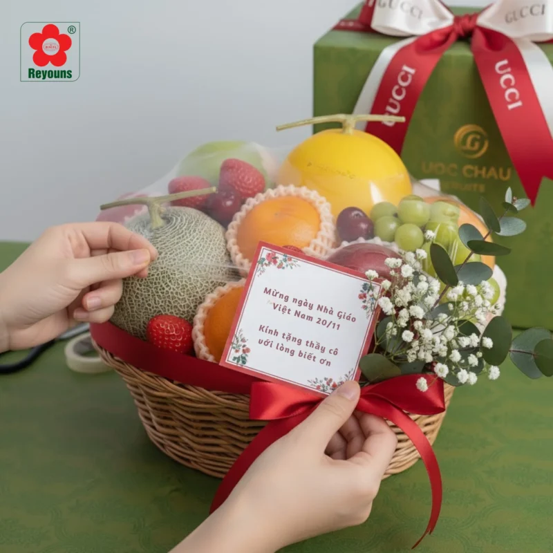 Cách làm giỏ hoa quả 20 tháng 11 đẹp, đơn giản, ý nghĩa tặng thầy cô