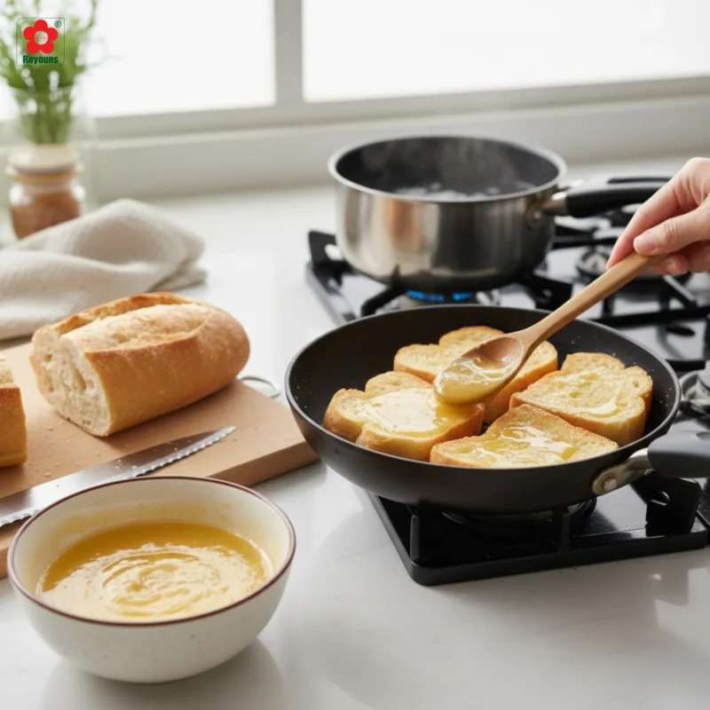 Cách làm bánh mì nướng mật ong bằng chảo đơn giản, vàng giòn tại nhà