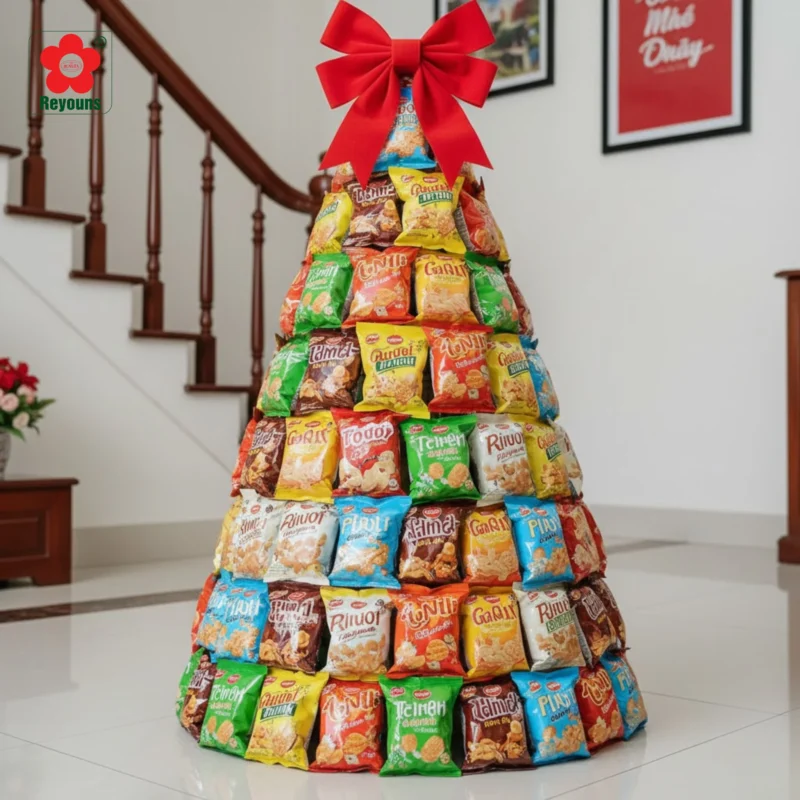 Cách làm cây thông bằng bim bim đẹp, đơn giản cho mùa Noel