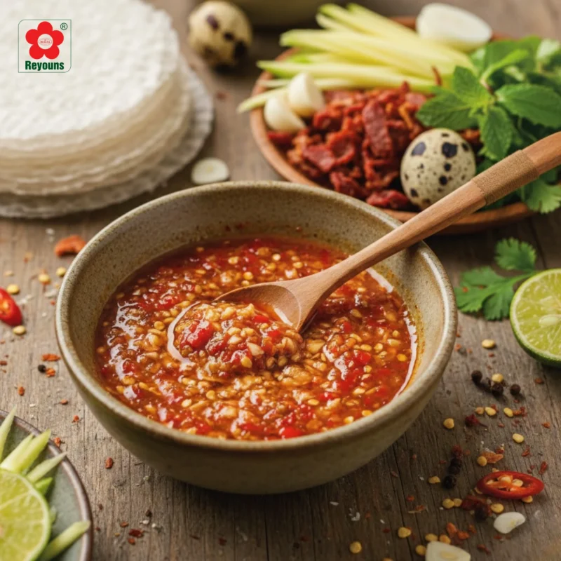 Cách làm nước sốt bánh tráng trộn bằng tương ớt ngon cay siêu ngon