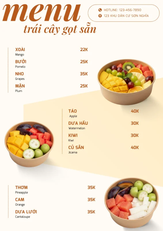 10+ Mẫu menu trái cây gọt sẵn đẹp, dễ bán, lợi nhuận cao