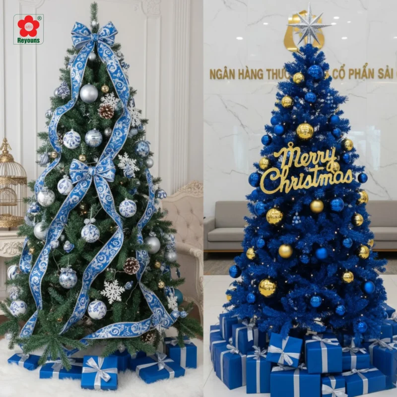 15+ Cách trang trí cây thông Noel màu xanh đẹp, sang trọng nhất