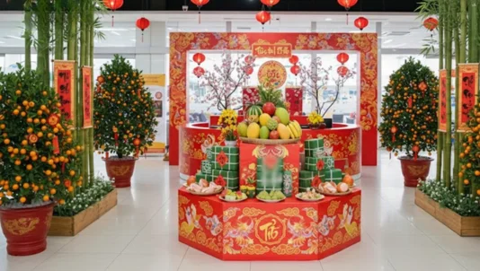 Trang trí Tết cho siêu thị: Ý tưởng đẹp mắt hút khách mua sắm đầu năm