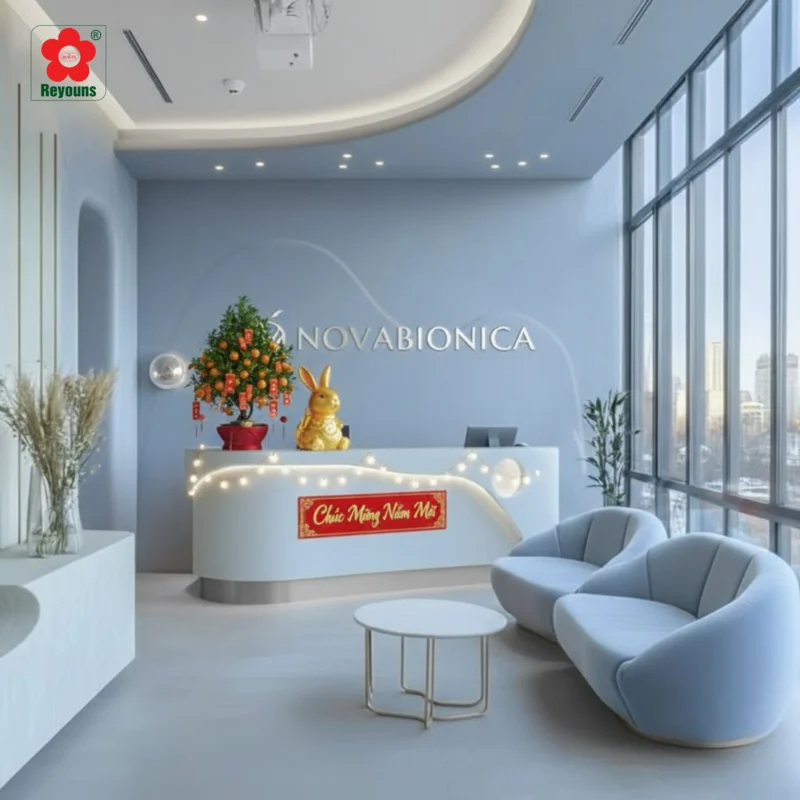 10+ Ý tưởng trang trí Tết quầy lễ tân chuẩn phong thủy, thu hút tài lộc