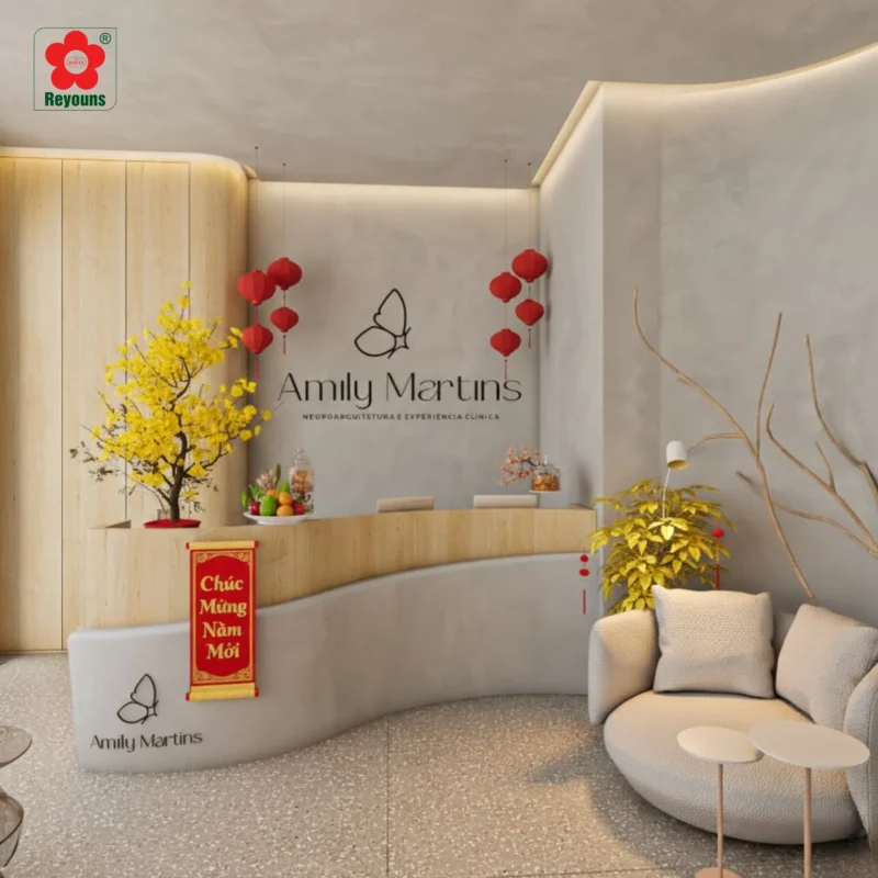 10+ Ý tưởng trang trí Tết quầy lễ tân chuẩn phong thủy, thu hút tài lộc