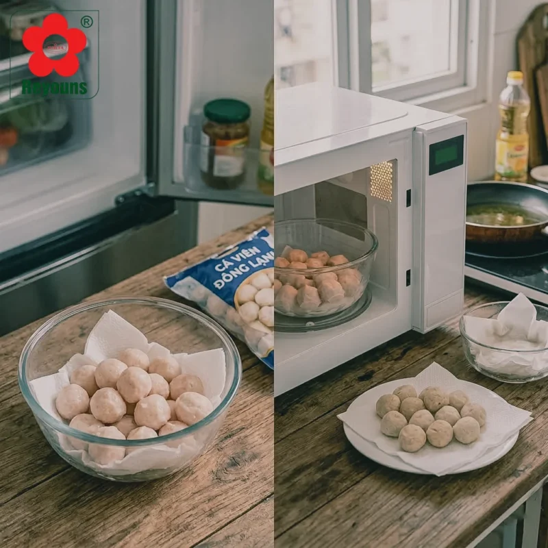 cách chiên cá viên đông lạnh không bị xẹp