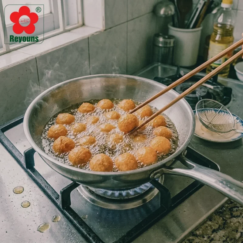 cách chiên cá viên đông lạnh không bị xẹp