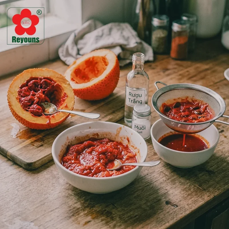 cách làm bánh gấc bằng bột nếp