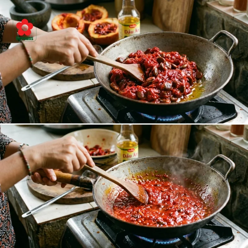 Cách làm dầu gấc bằng dầu oliu lên màu đỏ tự nhiên, cực dễ làm